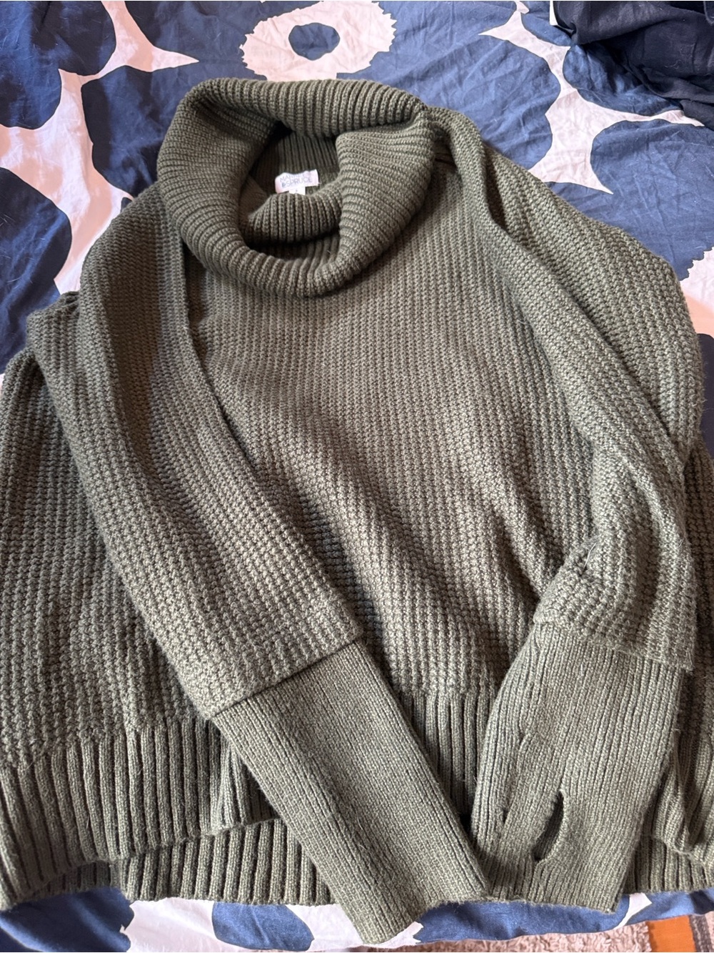Market & Spruce Olive Green Cowl Neck Sweater